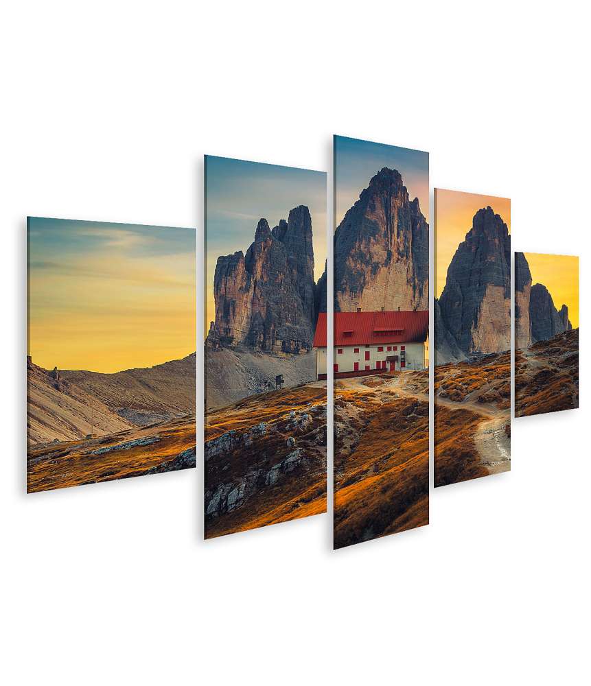 Islandburner Bild auf Leinwand Malerischer Sonnenuntergang an den Drei Zinnen, Dolomiten, Italien