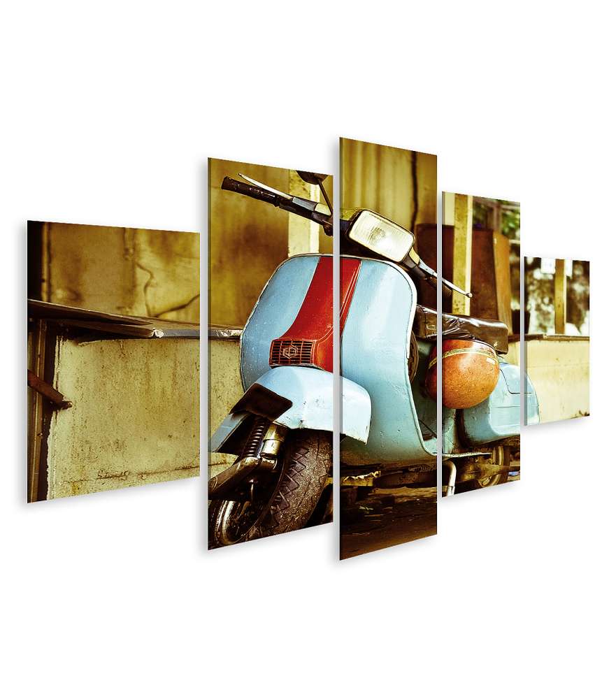 Islandburner Bild auf Leinwand Retro-Stil Vespa Wandbild mit Gulf Design