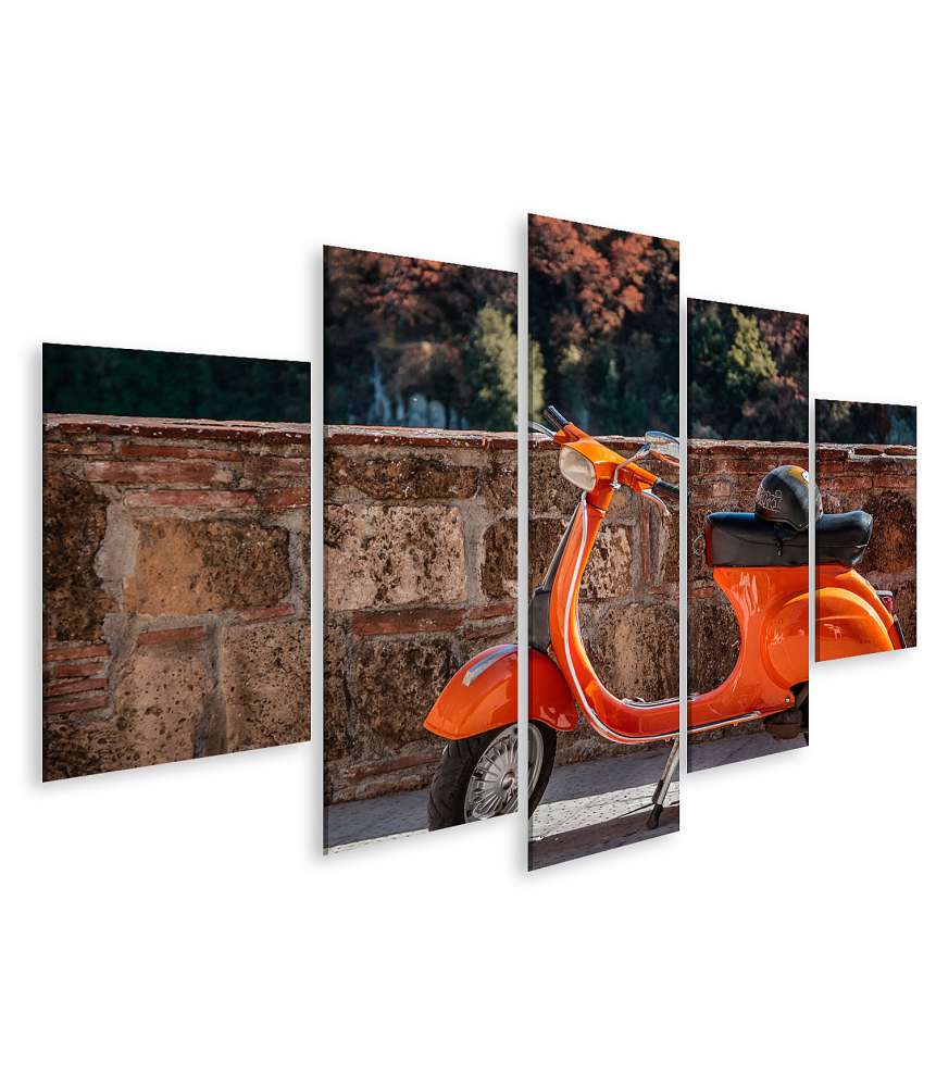 Islandburner Bild auf Leinwand Klassische orange Vespa als Wandbild