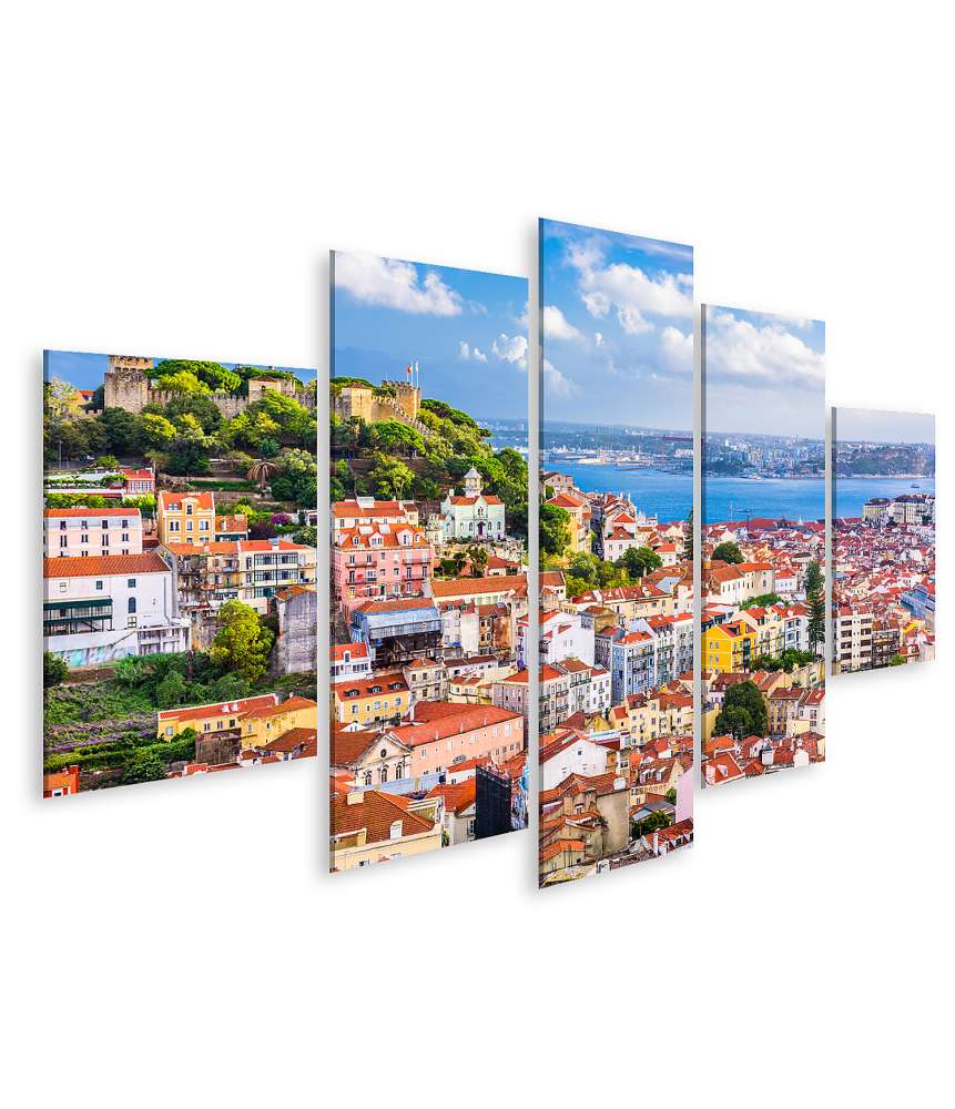 Islandburner Bild auf Leinwand Skyline von Lissabon, Portugal mit dem Sao Jorge Castle