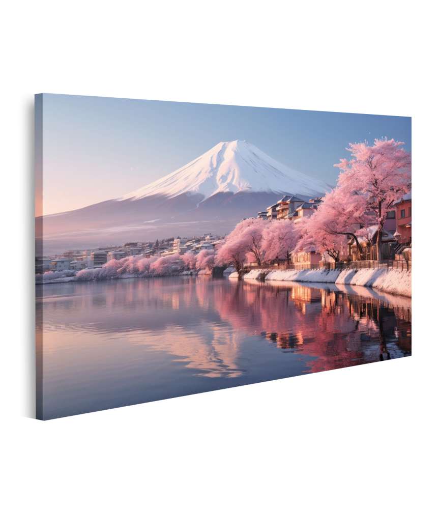 Islandburner Bild auf Leinwand Prachtvolle Darstellung des Fuji Bergs mit Kirschblüten im japanischen Frühling