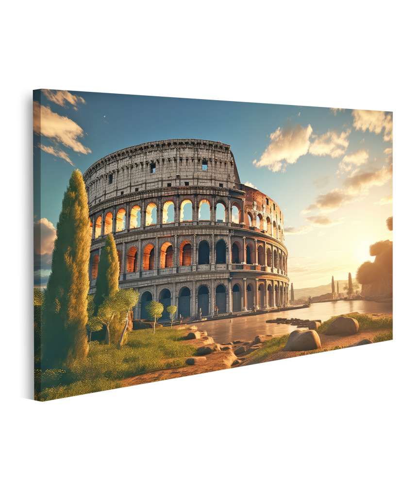 Islandburner Bild auf Leinwand Ultra-realistisches Wandbild des Kolosseums in Rom, Italien