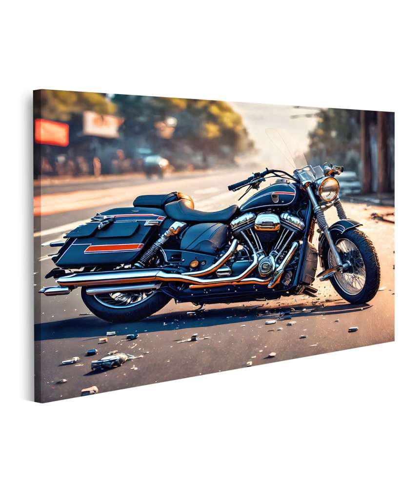 Islandburner Bild auf Leinwand Wandbild von Harley Davidson Fat Boy Chopper-Motorrad