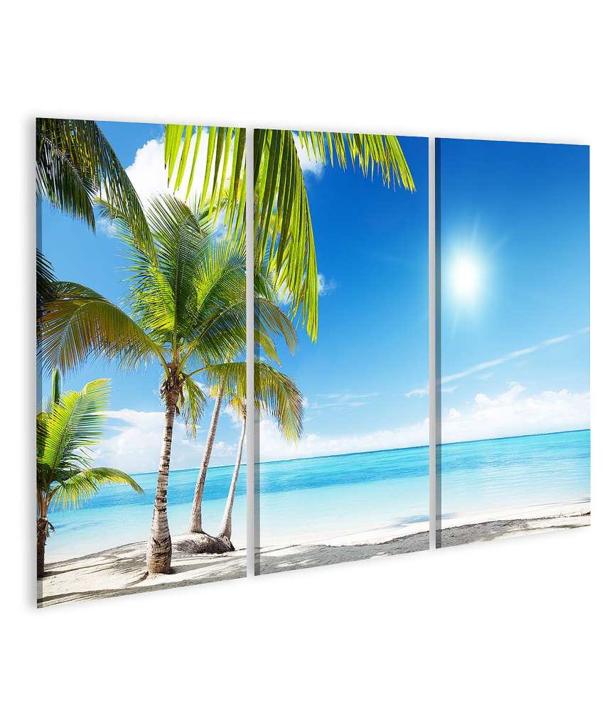 Islandburner Bild auf Leinwand Karibischer Strand mit Palmen am azurblauen Meer