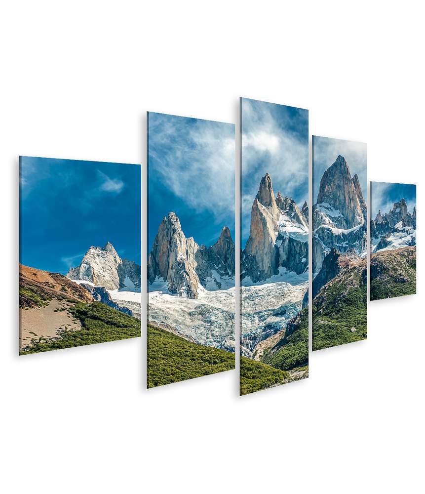 Islandburner Bild auf Leinwand Wandbild des majestätischen Fitz Roy Berges in El Chalten, Patagonien, Argentinien