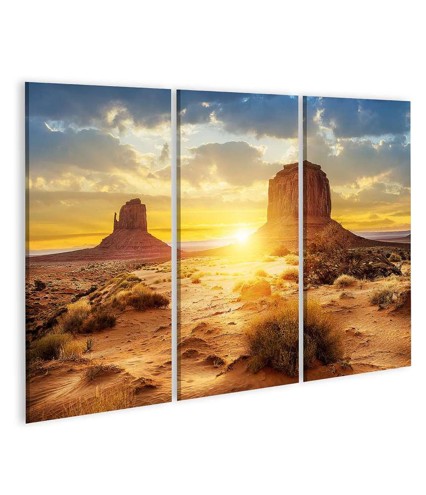 Islandburner Bild auf Leinwand Sonnenuntergang im Monument Valley mit Blick auf Three Sisters Canyon, USA