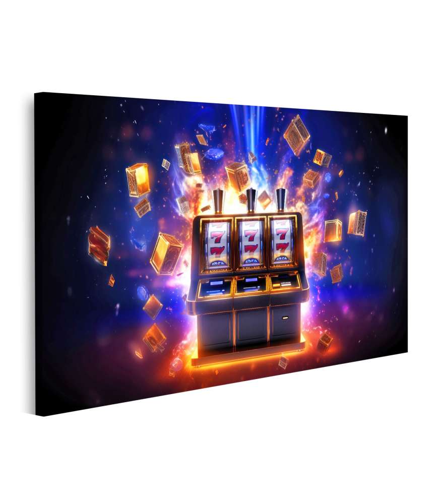 Islandburner Bild auf Leinwand Online-Casino-Banner: Großformatiger Spielautomat-Jackpot-Gewinn