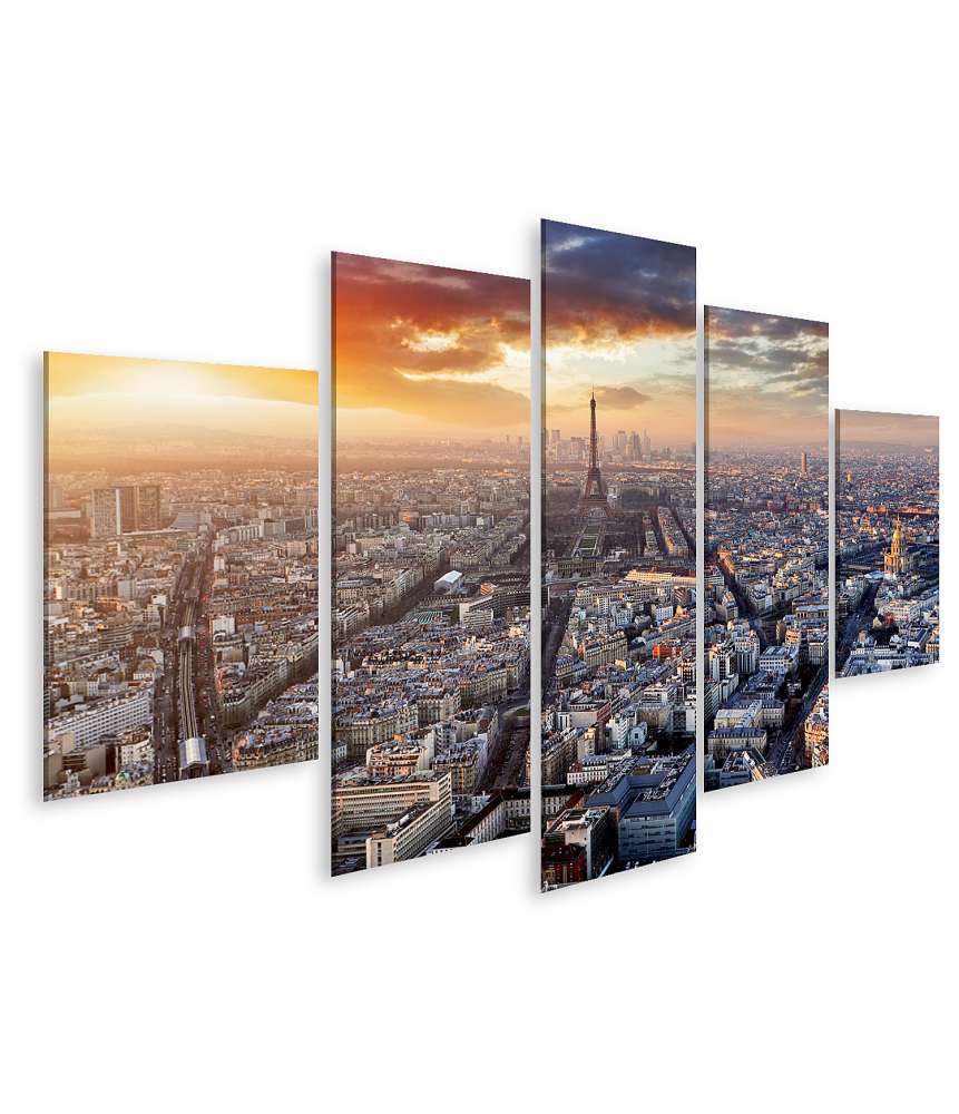 Islandburner Bild auf Leinwand Sonnenuntergang über der Skyline von Paris, Frankreich