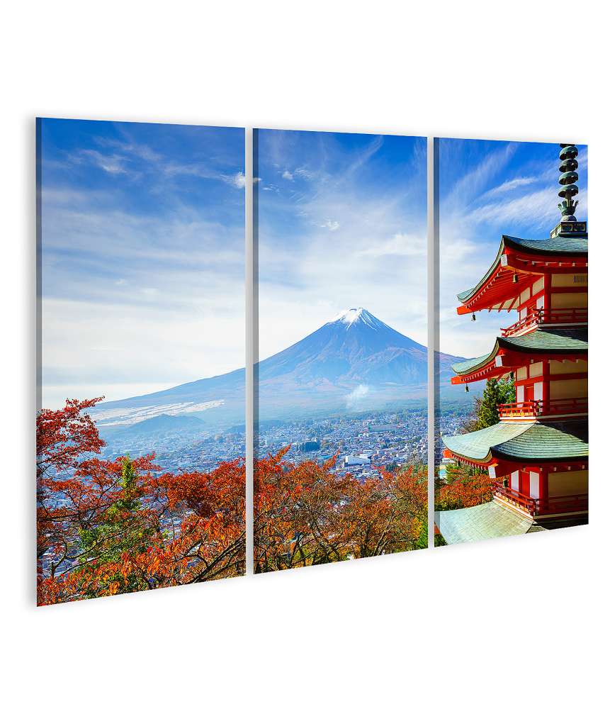 Islandburner Bild auf Leinwand Herbstlicher Blick auf Berg Fuji und Chureito Pagode, Fujiyoshida, Japan