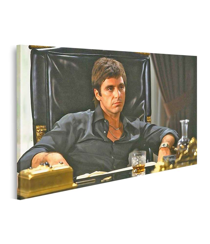 Islandburner Bild auf Leinwand Iconisches Wandbild von Tony Montana aus dem Kult-Gangsterfilm 'Scarface'