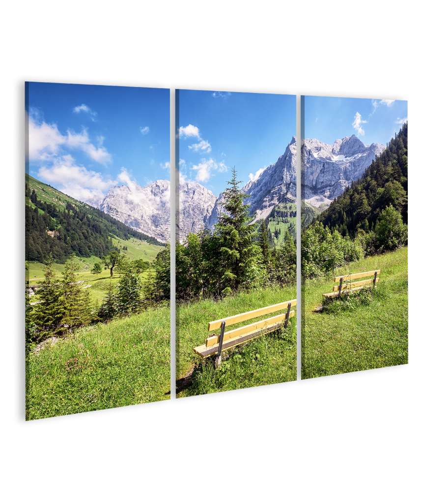 Islandburner Bild auf Leinwand Atemberaubendes Wandbild des Karwendelgebirges in den österreichischen Alpen