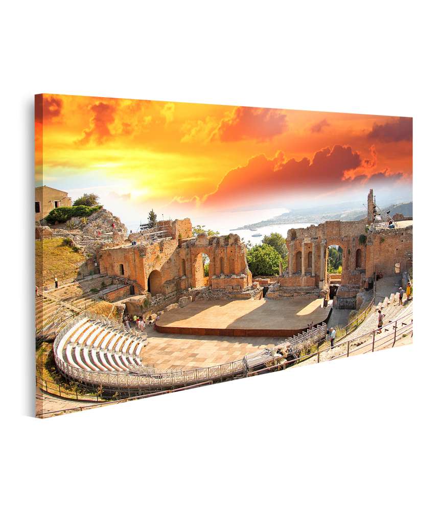 Islandburner Bild auf Leinwand Theaterruinen von Taormina in Sizilien, Italien als Wandbild