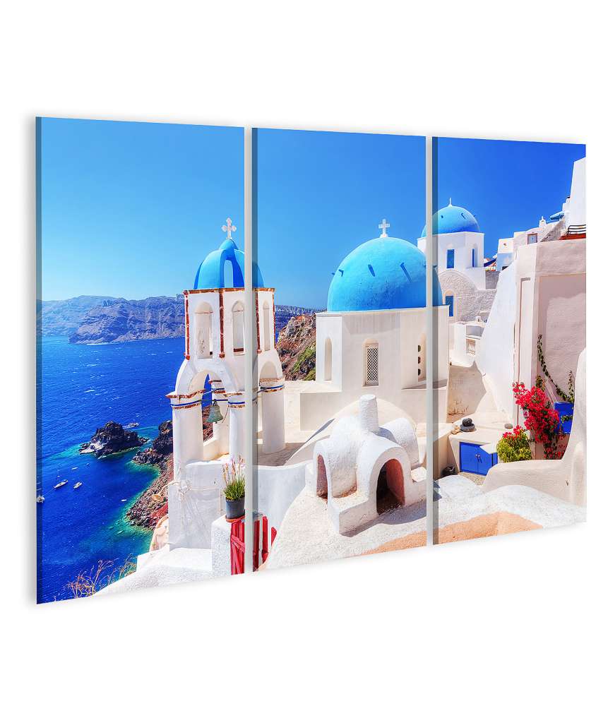 Islandburner Bild auf Leinwand Bilderbuchansicht von Oia, einer Stadt auf der Insel Santorini, Griechenland