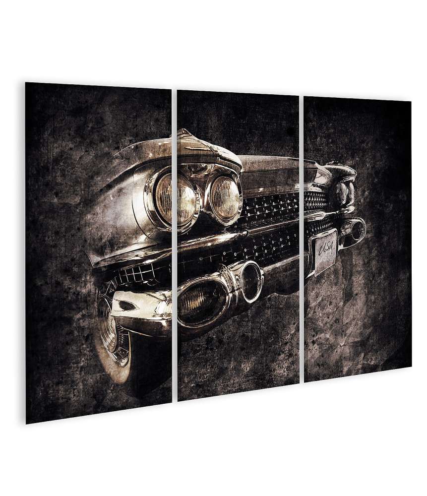 Islandburner Bild auf Leinwand Retro-Stil Wandbild eines klassischen amerikanischen Autos