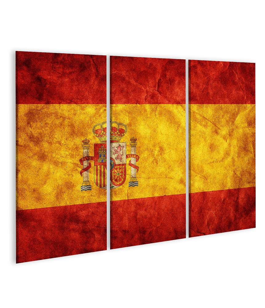 Islandburner Bild auf Leinwand Retro-Stil Wandbild der spanischen Flagge im Vintage-Look