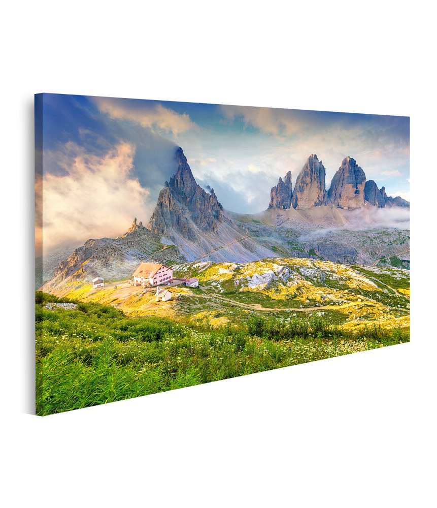 Islandburner Bild auf Leinwand Wandbild: Rifugio Lacatelli in den Drei-Zinnen-Dolomiten, Südtiroler Nationalpark