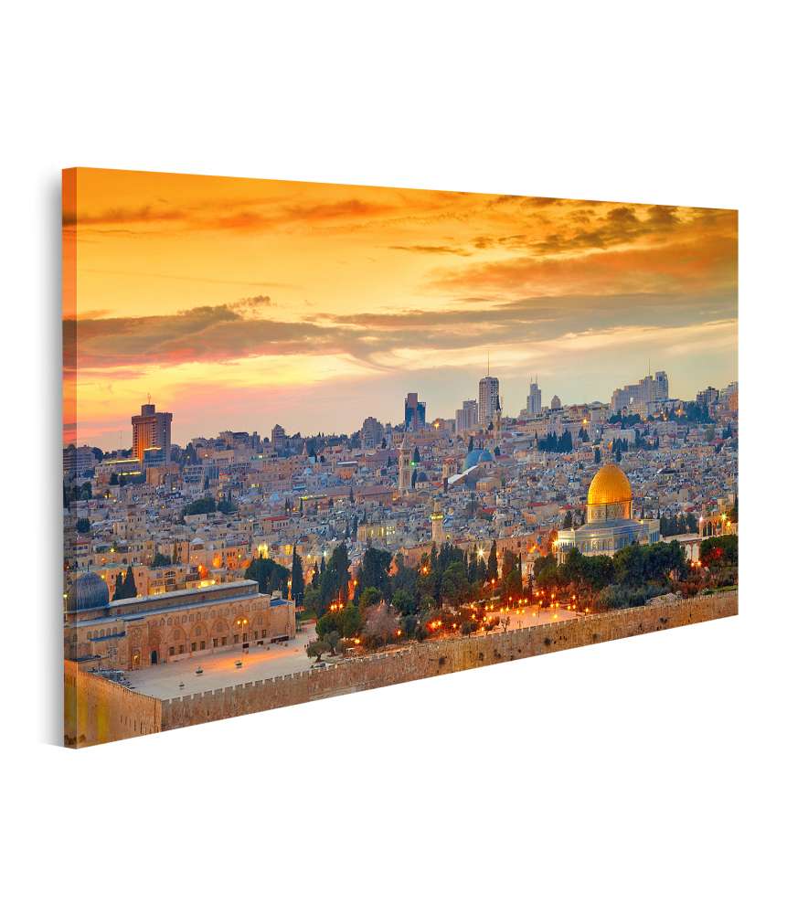 Islandburner Bild auf Leinwand Panorama-Wandbild der historischen Altstadt Jerusalems, Israel