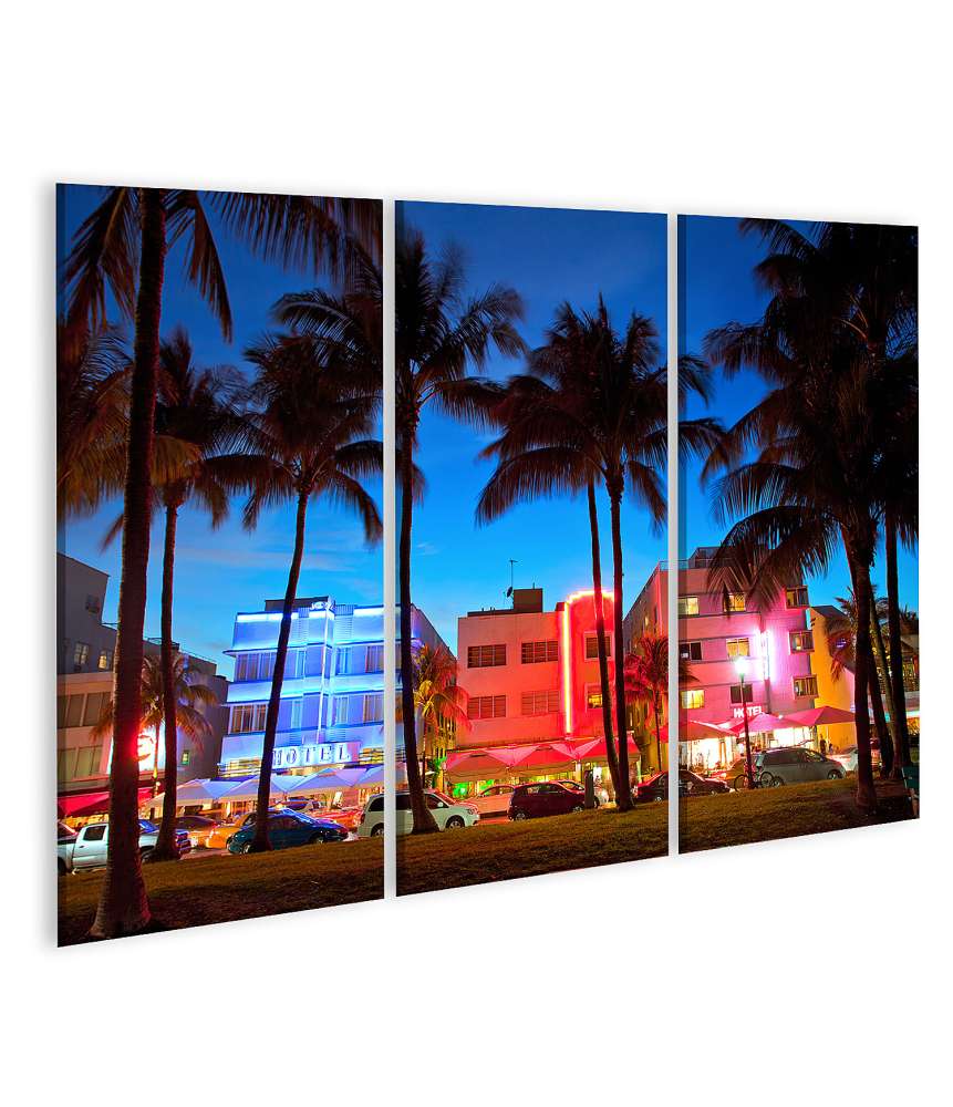 Islandburner Bild auf Leinwand Sonnenuntergang in Miami Beach: Hotels, Restaurants und Nachtleben an der Ocean Drive