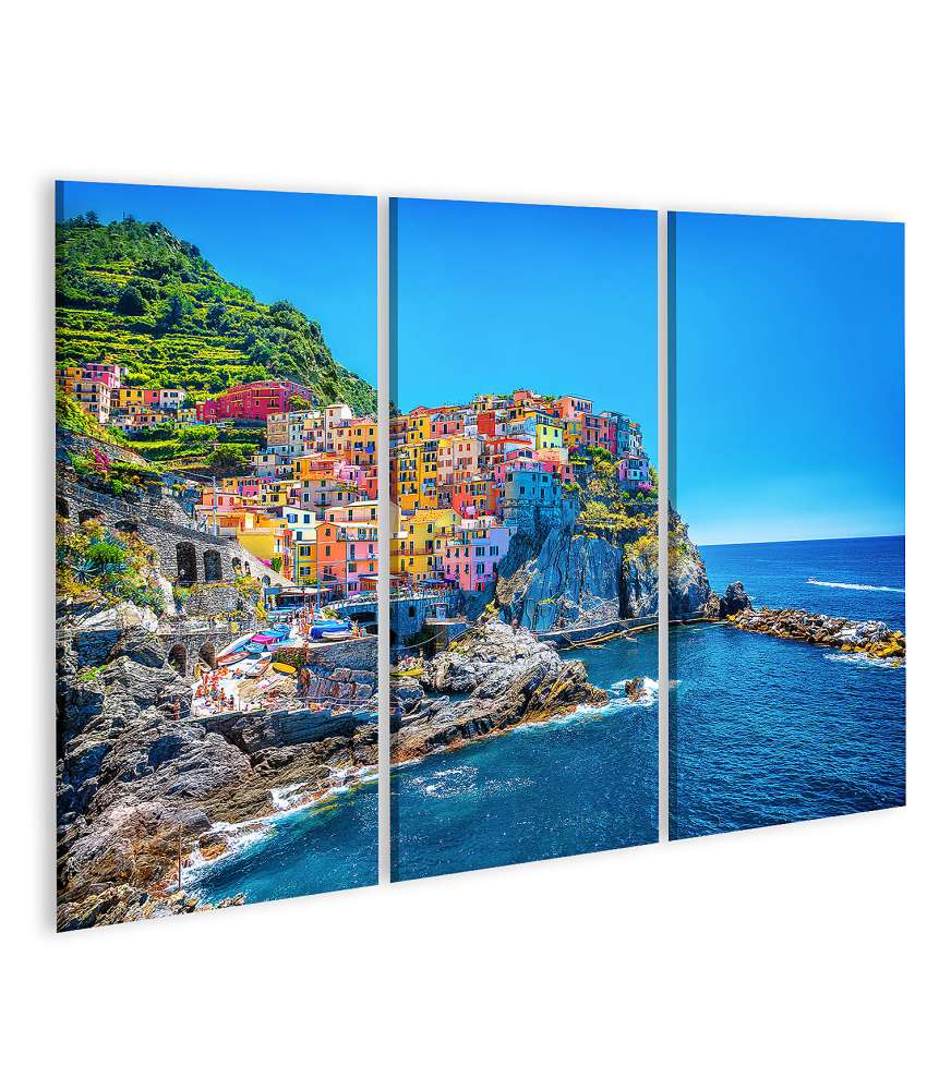 Islandburner Bild auf Leinwand Traditionelle italienische Küstenstadt Cinque Terre als Wandbild