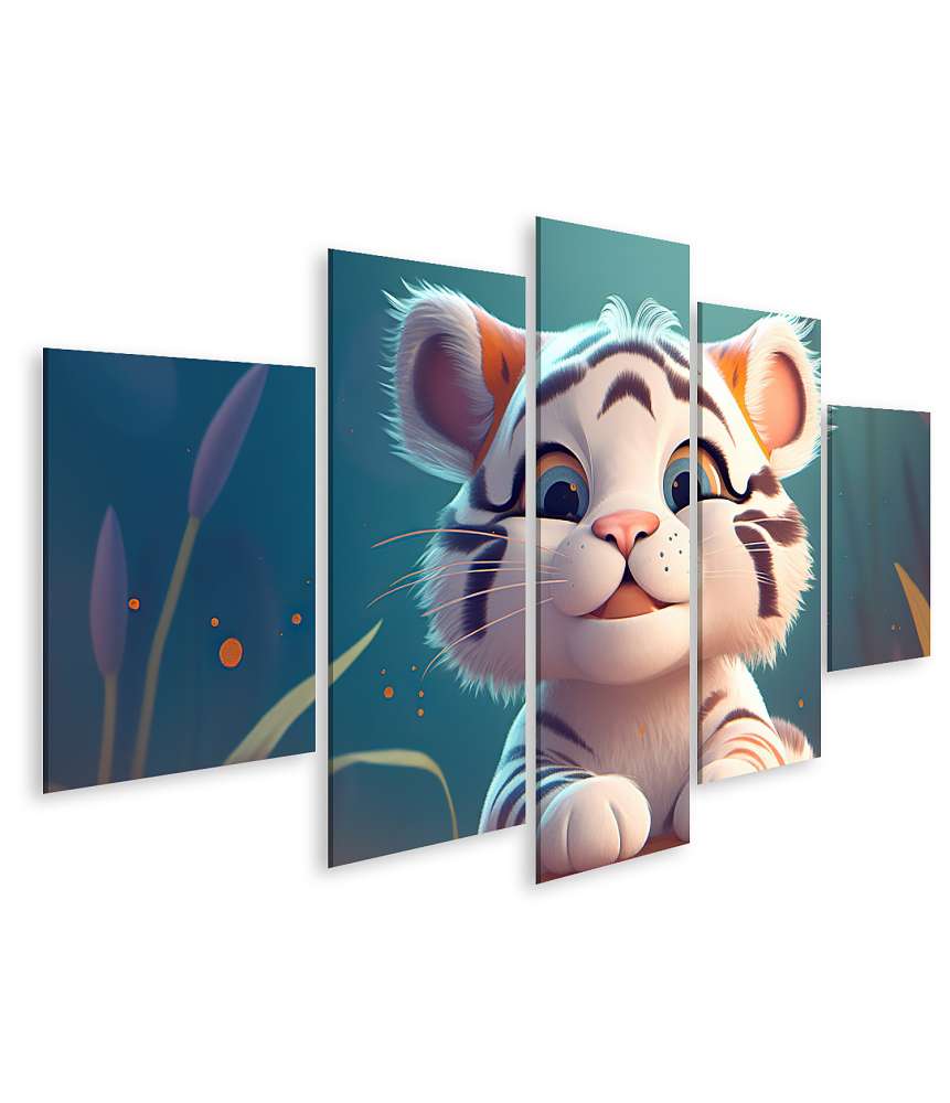 Islandburner Bild auf Leinwand Entzückendes Cartoon-Tiger Wandbild für Kinderzimmer