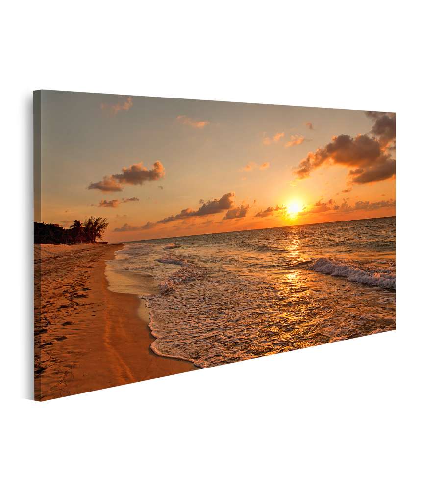 Islandburner Bild auf Leinwand Sonnenuntergang am Strand von Varadero, Kuba - Wandbild