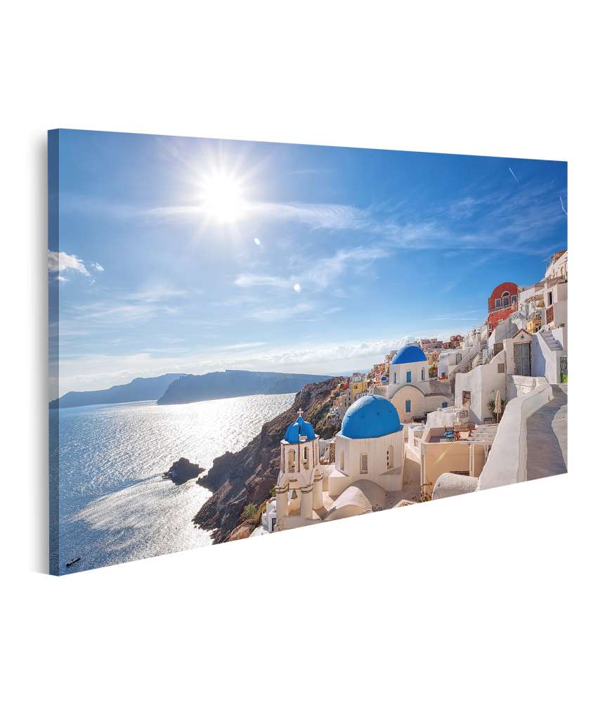 Islandburner Bild auf Leinwand Malerisches Wandbild des Oia Dorfs auf Santorini, Griechenland