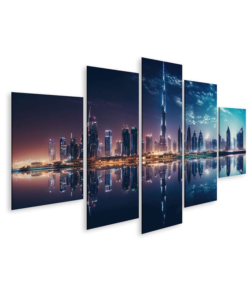 Islandburner Bild auf Leinwand Nächtliche Skyline von Dubai in beeindruckender Reisefotografie