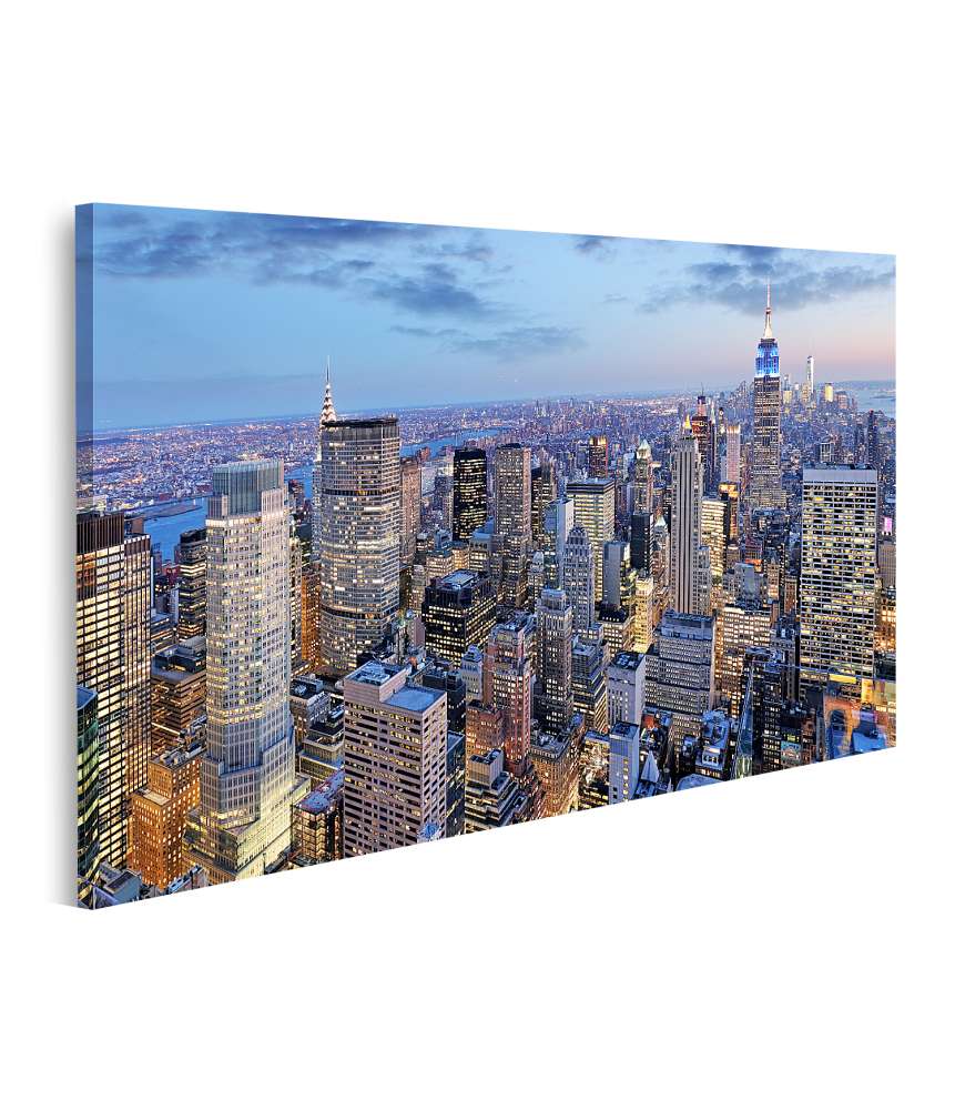 Islandburner Bild auf Leinwand Manhattan Skyline bei Nacht, New York City, USA Wandbild