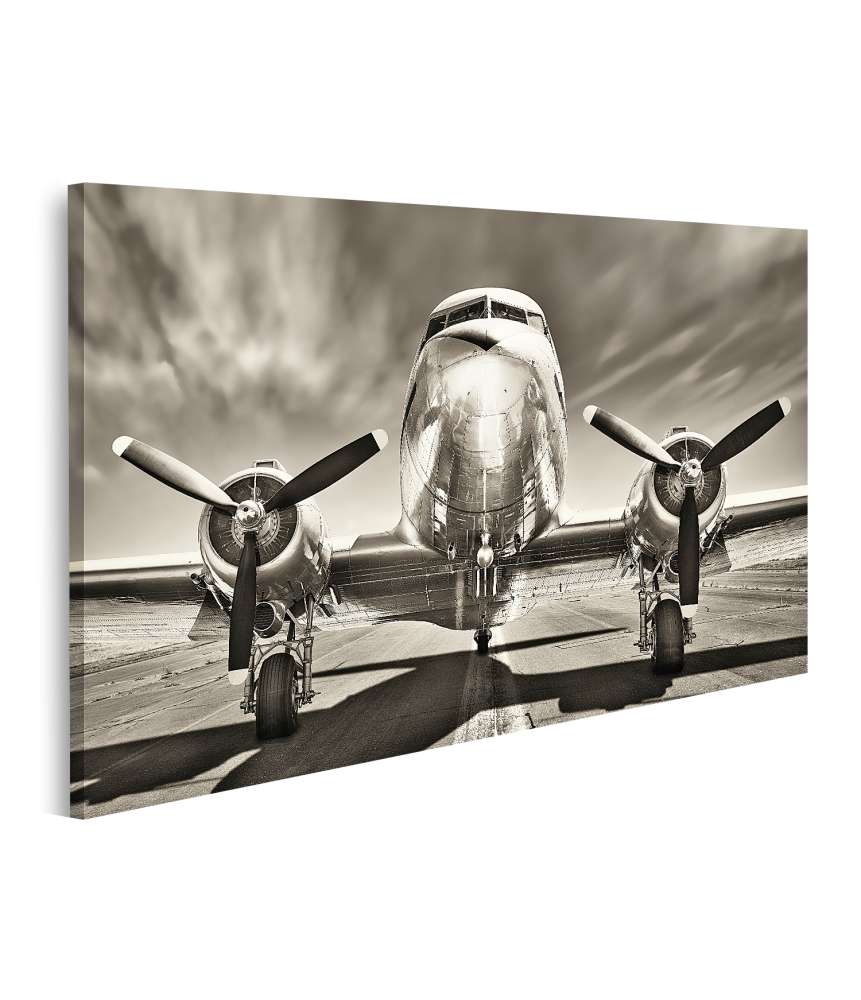 Islandburner Bild auf Leinwand Retro-Stil Wandbild mit Flugzeugmotiv