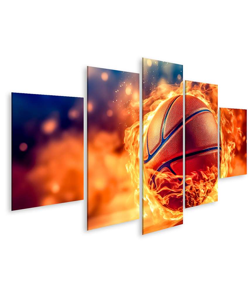 Islandburner Bild auf Leinwand Feuriges Basketball Wandbild, symbolisiert Energie und Kraft