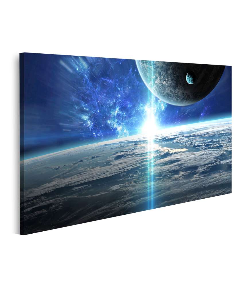 Islandburner Bild auf Leinwand Galaktisches Wandbild mit Planeten, Sternen und Universumsszene