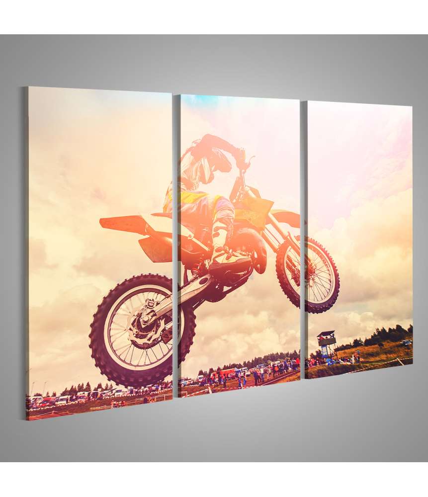 Islandburner Bild auf Leinwand Motocross-Rennfahrer auf Dirtbike in Cross-Country-Action