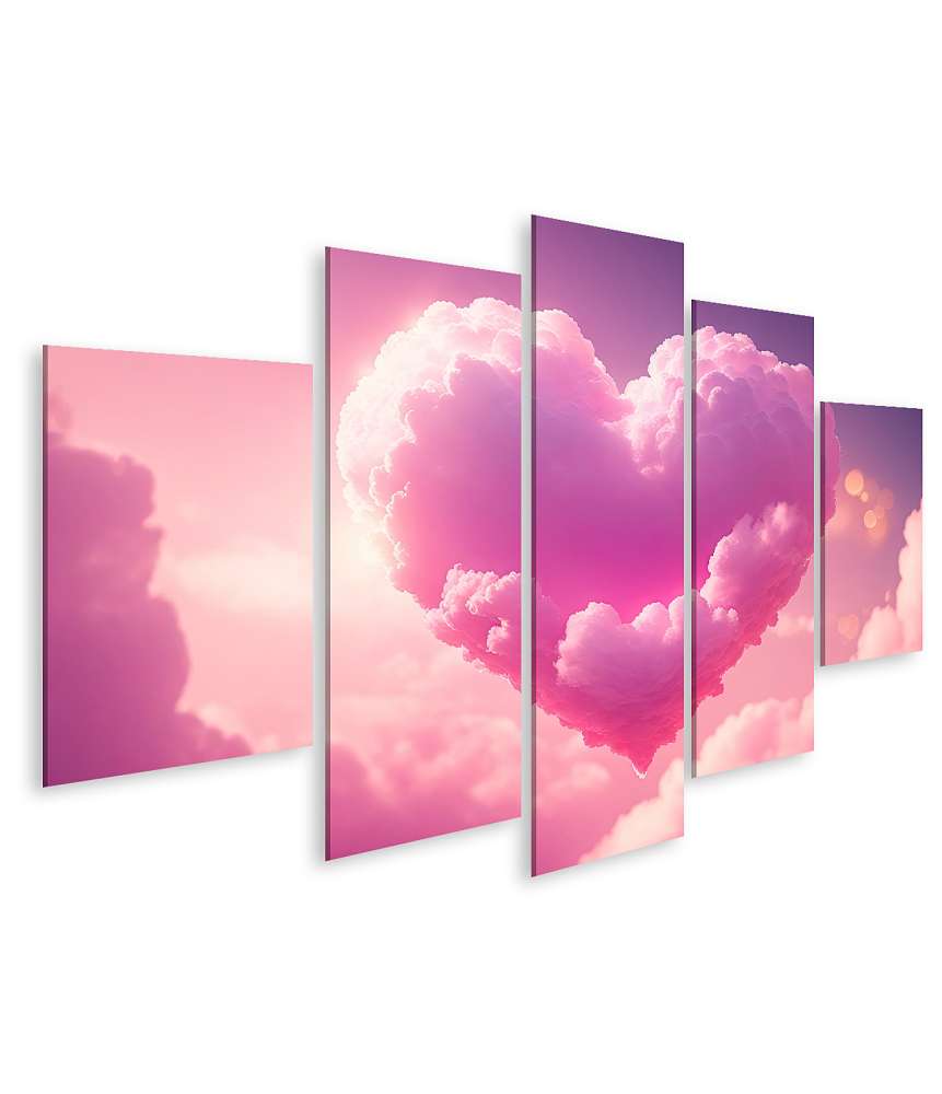 Islandburner Bild auf Leinwand Rosa Wolke in Form eines Valentinstagsherzes auf dem Wandbild