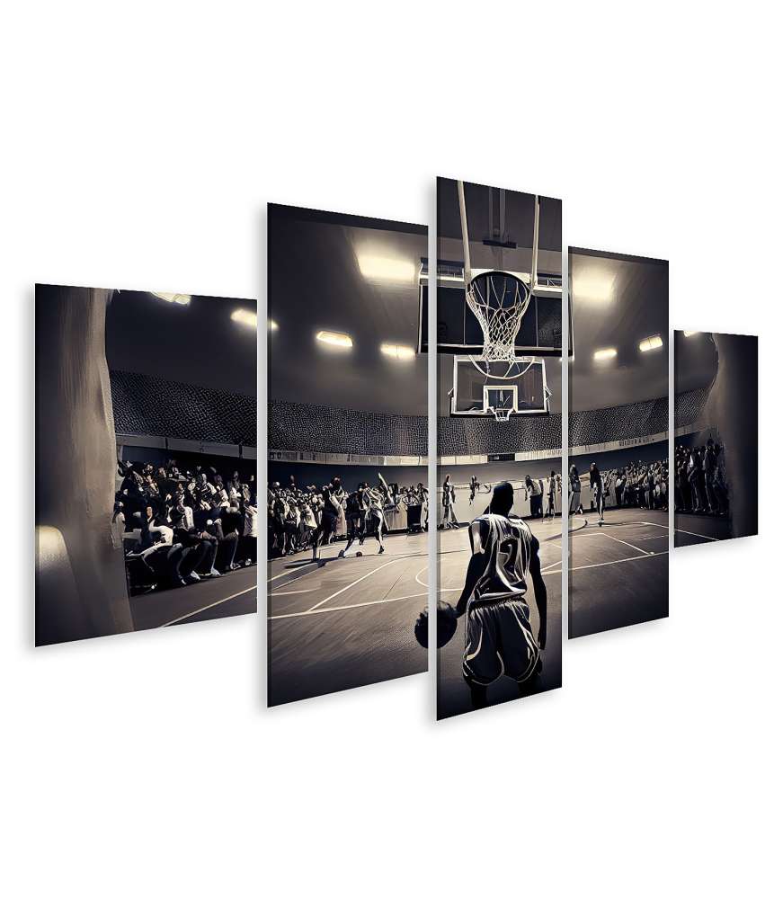 Islandburner Bild auf Leinwand Basketballspieler in Aktion auf dem Wandbild