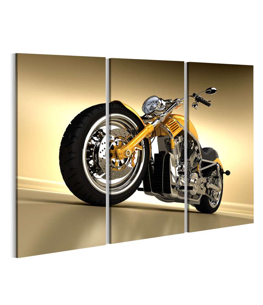 Islandburner Bild auf Leinwand Nahaufnahme einer gelben Harley Davidson Wandmalerei