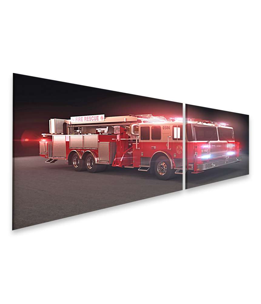 Bild auf Leinwand Lebhaftes Wandbild eines Feuerwehrautos mit Lichtern fürs Kinderzimmer