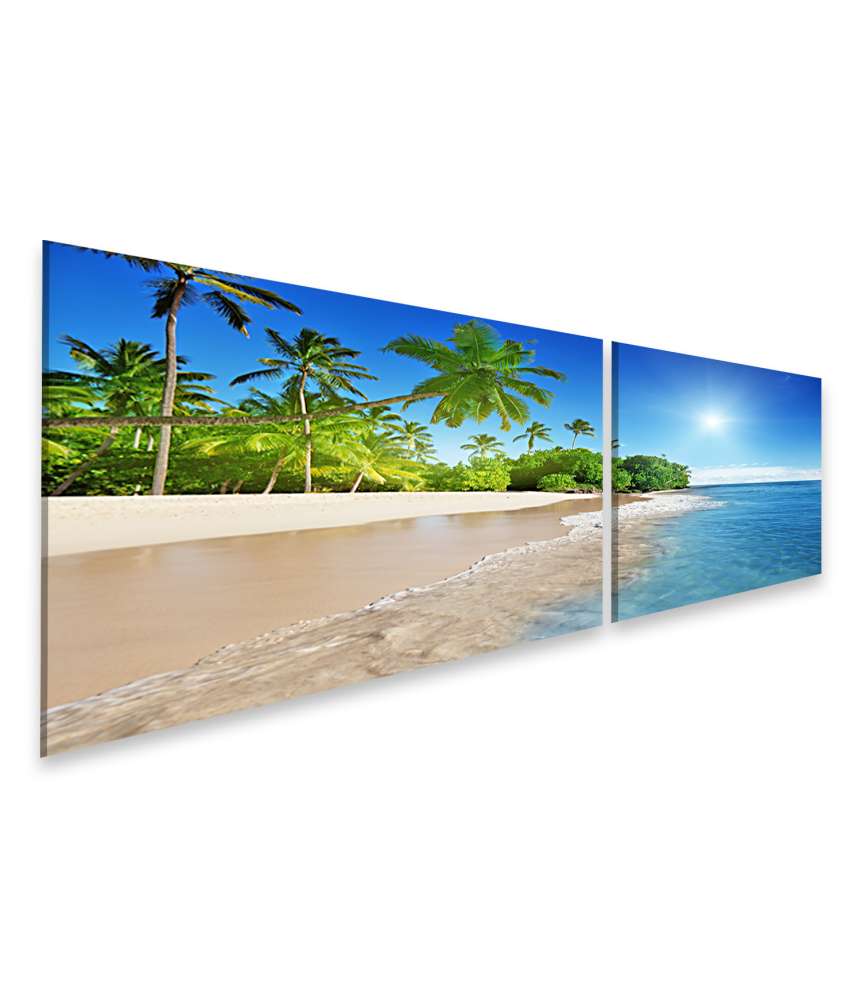 Islandburner Bild auf Leinwand Tropische Karibikinsel mit azurblauem Meer und üppigen Palmen