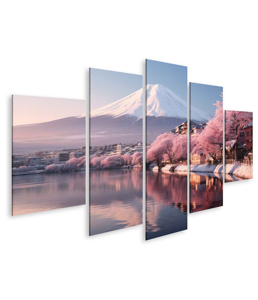 Islandburner Bild auf Leinwand Prachtvolle Darstellung des Fuji Bergs mit Kirschblüten im japanischen Frühling