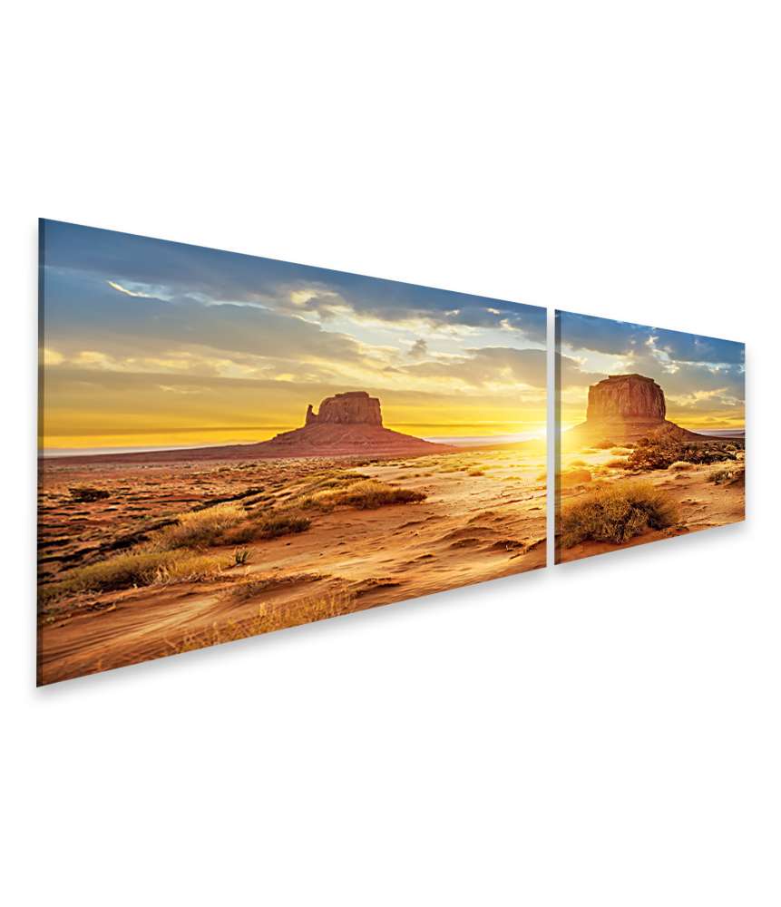 Islandburner Bild auf Leinwand Sonnenuntergang im Monument Valley mit Blick auf Three Sisters Canyon, USA