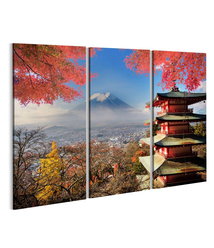 Islandburner Bild auf Leinwand Berg Fuji umgeben von bunten Herbstlaubbäumen in Japan