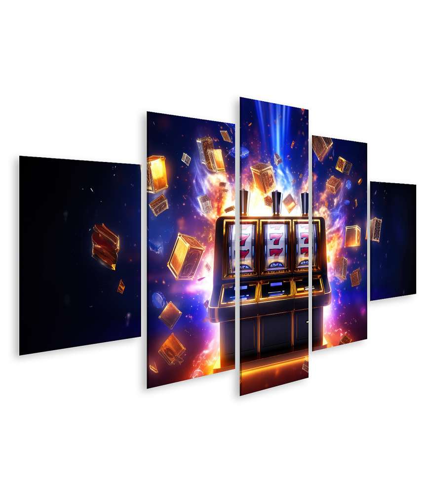 Islandburner Bild auf Leinwand Online-Casino-Banner: Großformatiger Spielautomat-Jackpot-Gewinn