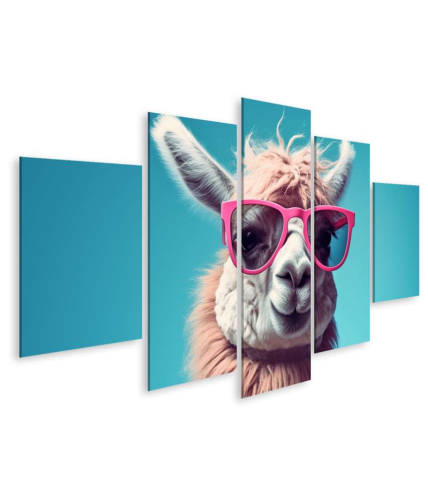 Islandburner Bild auf Leinwand Lustiges Wandbild eines Lamas mit Brille