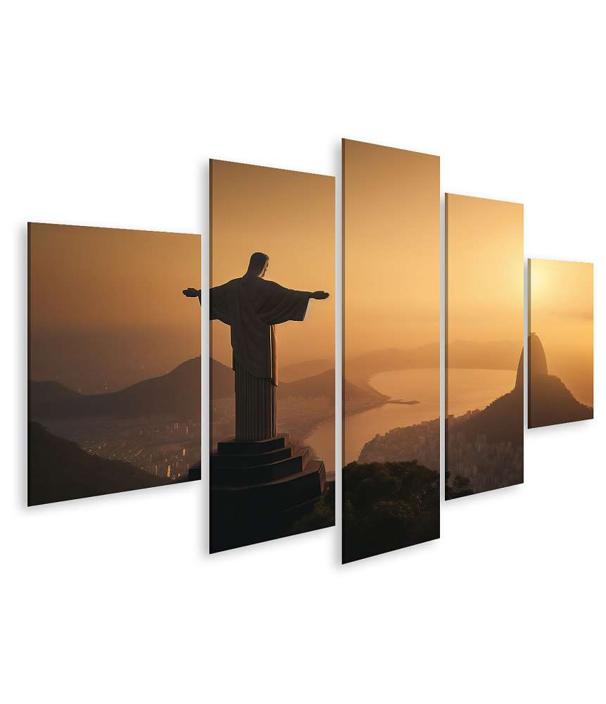 Islandburner Bild auf Leinwand Beeindruckende Statue von Jesus Christus in Rio de Janeiro