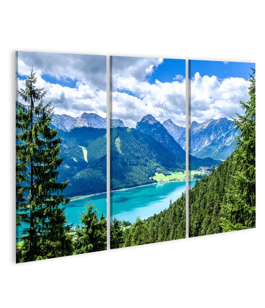 Islandburner Bild auf Leinwand Pittoreskes Wandbild des Achensees in Pertisau, Österreich