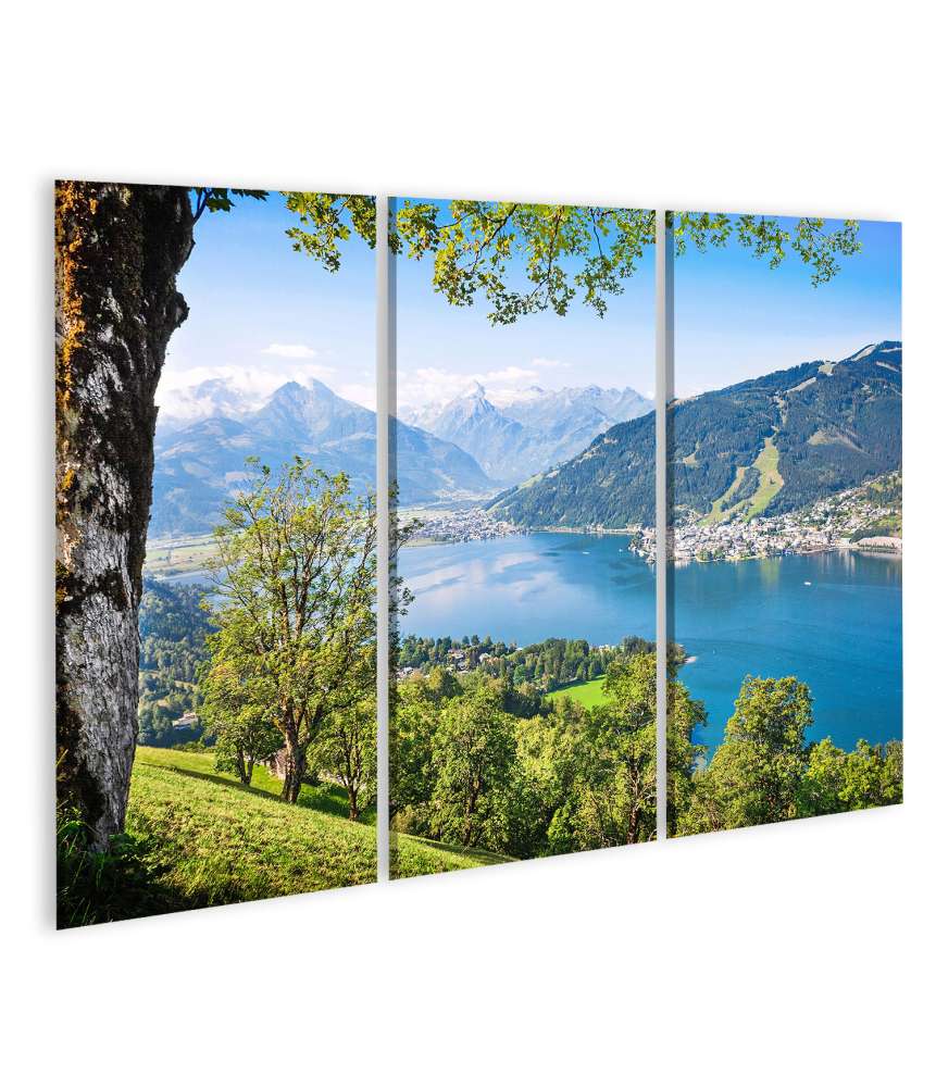 Islandburner Bild auf Leinwand Atemberaubendes Wandbild: Alpenlandschaft & Bergsee in Zell am See, Österreich