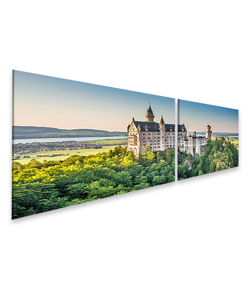 Islandburner Bild auf Leinwand Majestätisches Wandbild von Schloss Neuschwanstein, Bayern, Deutschland