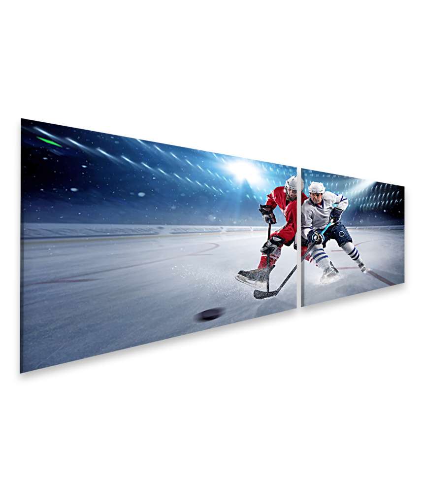 Islandburner Bild auf Leinwand Eishockeyspieler in Aktion mit Puck auf Wandbild