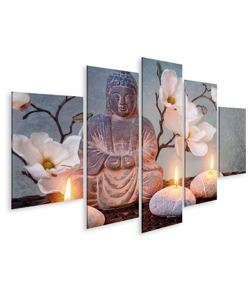 Islandburner Bild auf Leinwand Buddha in tiefer Meditation, symbolische Darstellung religiöser Konzepte