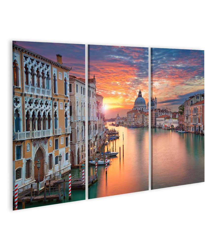 Islandburner Bild auf Leinwand Sonnenlichtbestrahltes Venedig: Canale Grande mit Gondoliere