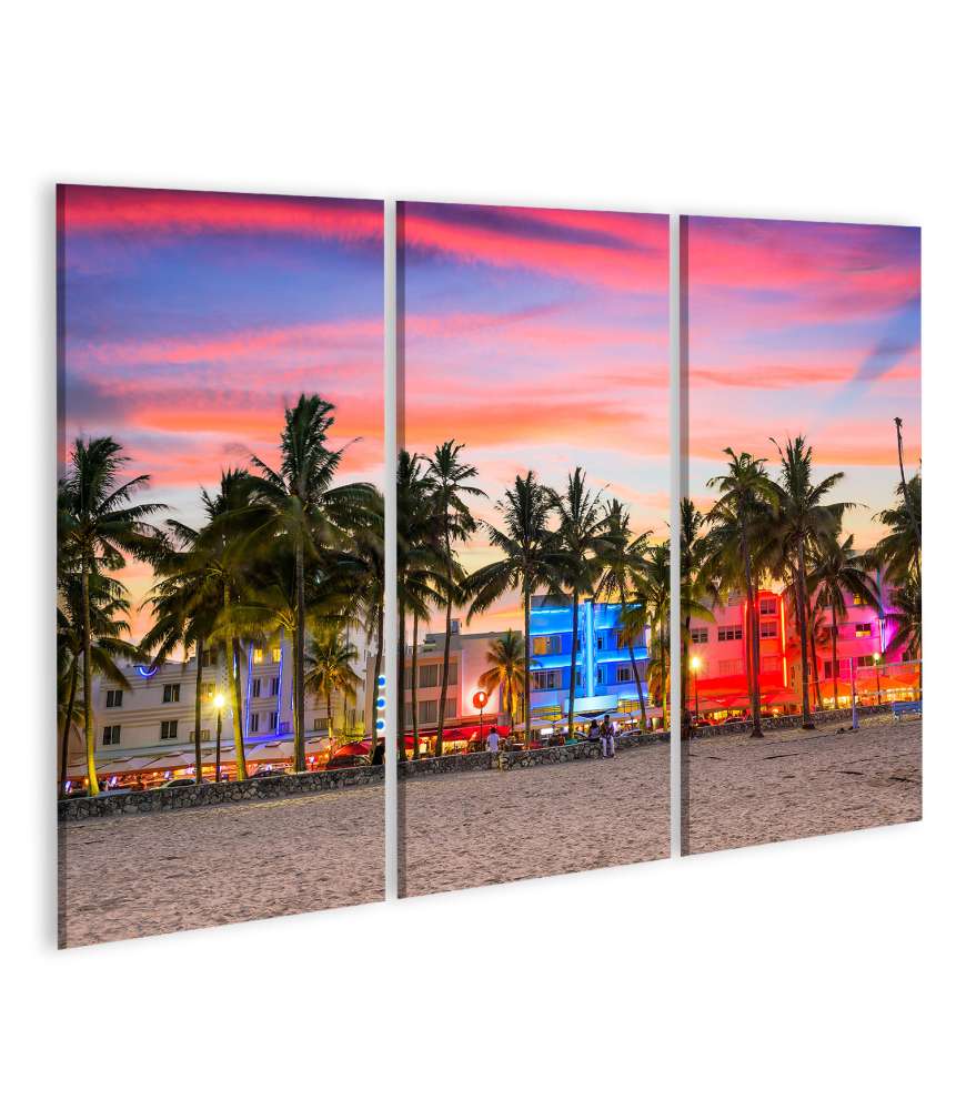 Islandburner Bild auf Leinwand Wandbild am Ocean Drive, Miami Beach, Florida, USA